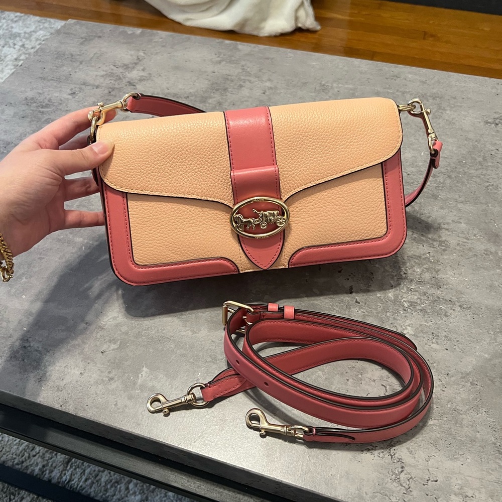Coach Pink and Tan Crossbody Bag
